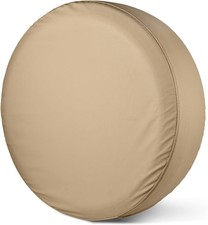 Spare Tire Cover, Beige Wheel Cover Waterproof PVC Leather Dust-Proof 15 Inch