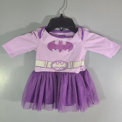 Batman brand My Little Batgirl Purple Long Sleeve Tutu Dress Girls Sz 3/6M