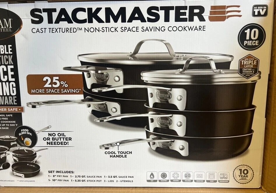 Gotham Steel STACKMASTER Pots Non-Stick 10 Piece Cookware Set