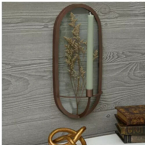 Pressed Dried Flower Metal Arched Wall Sconce Taper Candle Holder Boho Farmhouse