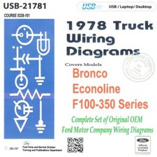 1978 Ford Bronco Econoline F100 F250 F350 Electrical Wiring Diagrams USB 21781