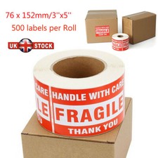 2000 Fragile Stickers Handle with Care Thank You Labels Self Adhesive 76 x 152mm