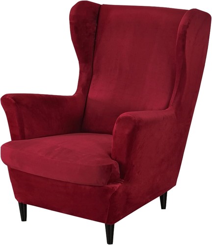 Stretch Wingback Chair Covers Soft Velvet Wing Back Armchair Cover Protector - Picture 52 of 55