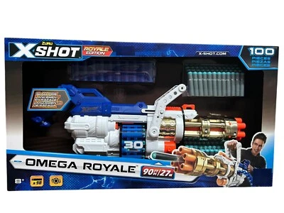 X-SHOT XShot Blaster Gun Royale Edition 98 Darts goldenem Lauf Munitionskette Omega NEU