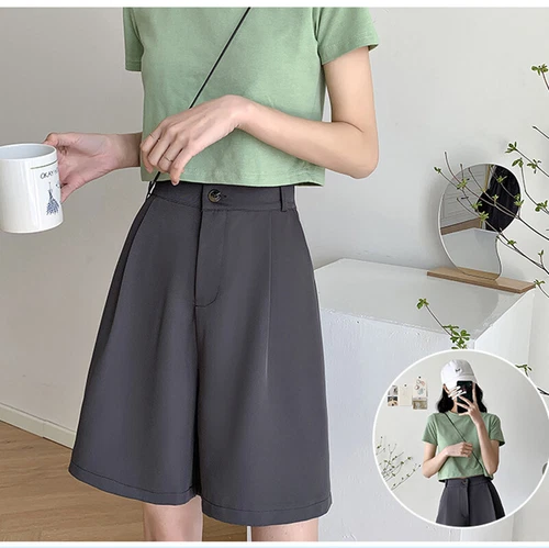 Dama Traje Informal Pantalones Cortos Rectos Pierna Ancha Culotte Suelto Cintura Alta Oficina Verano - Imagen 14 de 29