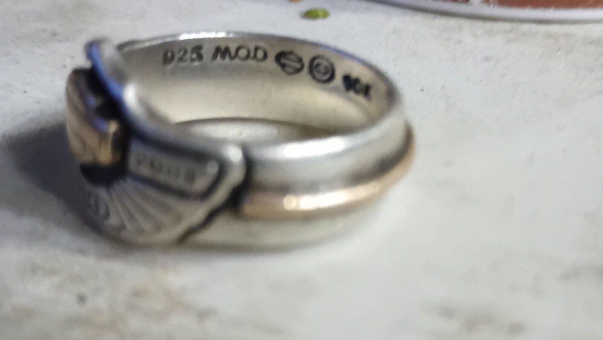 ▢▢MOD▢▢Harley-Davidson　　925　　10K　　リング Harley Davidson Ring HD MOD Sz 9.5 Stainless Steel Silver & Black
