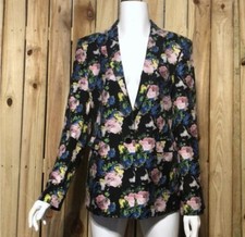 Msgm Floral 100% Silk Pocket Blazer Size M