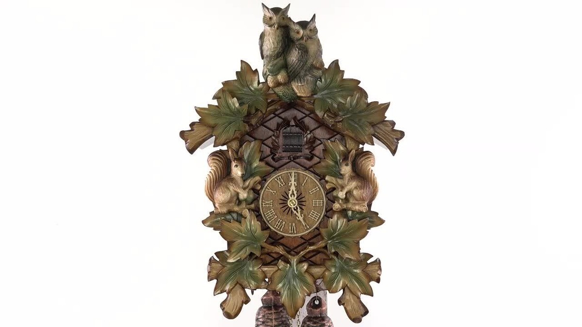 Horloge Coucou HerrZeit - Forêt Et Animaux Peints à La Main - Modèle AH 379/1 8T - Neuf