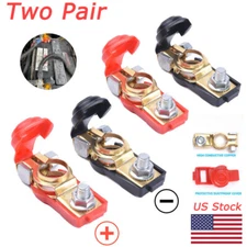 2 Pair Car Battery Terminal Connector Post Positive+Negative Poles Universal