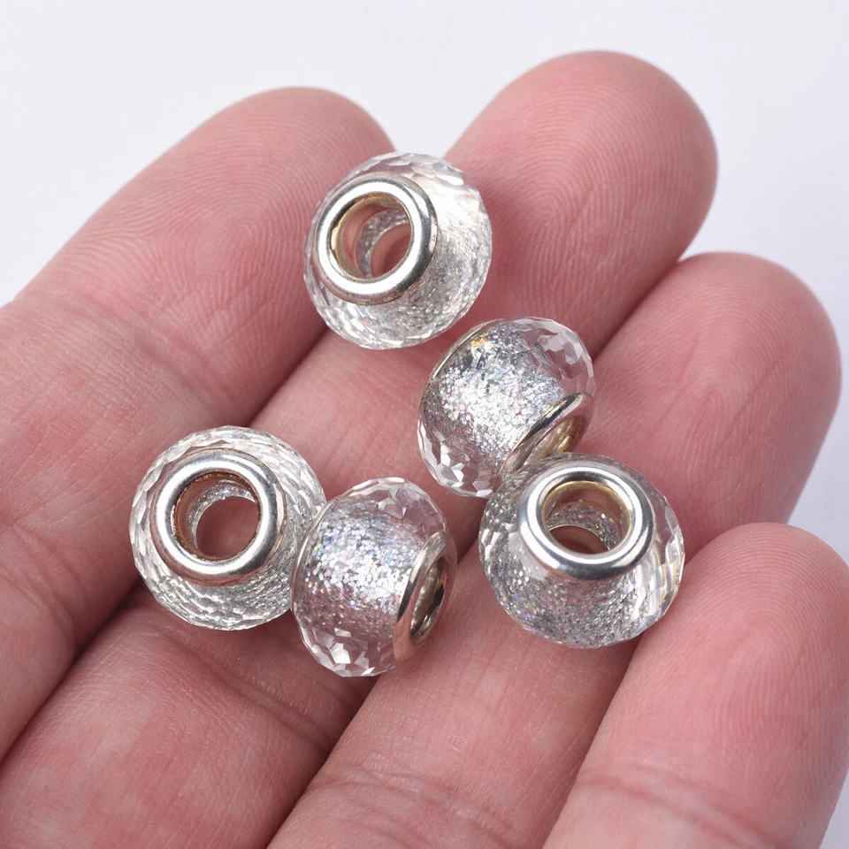 10 Stück Glitzernd Facettiert Europäische Reize Armband Großes Loch Perlen - Bild 4 von 4