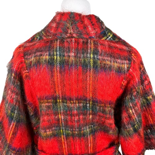 Ben Nevis Jenners Mohair Blend Red Plaid Pullover 3/4 Slv Jacket w/Tie Scotland - Picture 11 of 20