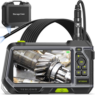 Dual Lens Endoscope with 5'' Monitor & 9.8FT Waterproof Probe Camera