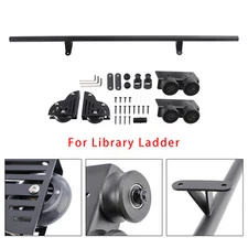 Rolling Library Sliding Ladder Hardware Kit with Brake 3.3FT Round Tube