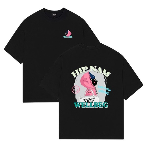 Футболка для бадминтона Wellbeg Hip Nam унисекс, спортивный топ, повседневная футболка Overfit, черная, NWT