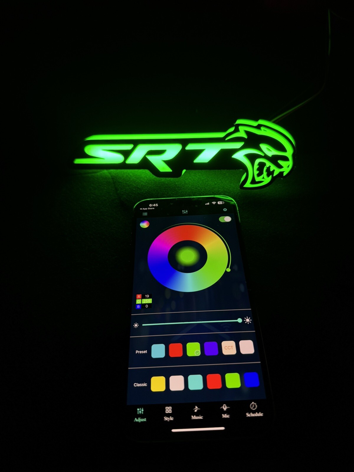 SRT Hellcat Front Grille Badge/Emblem Light Up Led RGBw Bluetooth Controlled