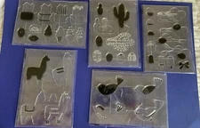 Lot of 5 Layering Clear Stamp Sets Bird, Cactus, Ice Cream, Party, Liama