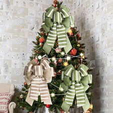 1X DIY Christmas Tree Striped Large Bow Decor Bowknot Wrap Gift Box Accessories