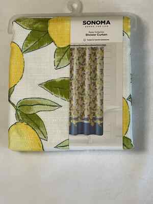 NEW Lemon Print Fabric Shower Curtain Ryley Collection Sonoma Goods For Life