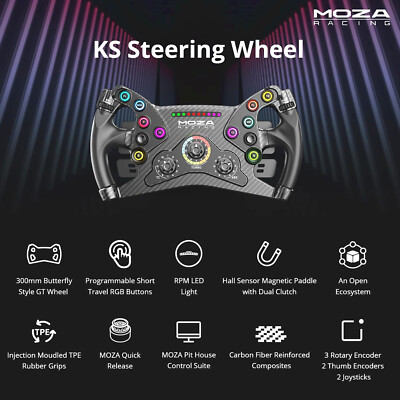 MOZA KS Steering Wheel 300mm Butterfly Style GT Racing Wheel Racing Gaming Wheel