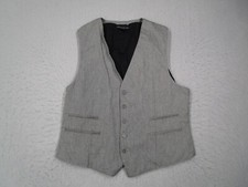 John Varvatos Star USA Vest Mens 40 Gray Twill Button Up Waistcoat Adjustable