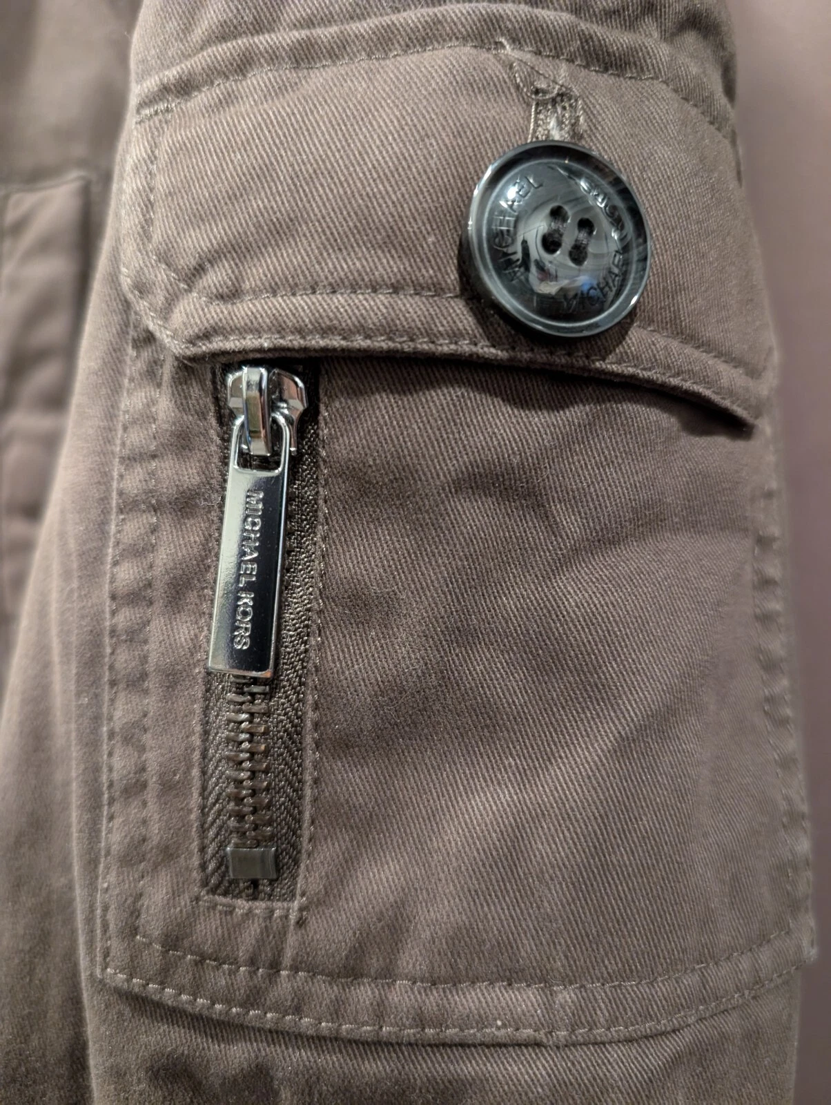 Michael Kors Parka Cappotto Rimovibile Ecopelliccia Bordo Cappuccio Marrone Donna Small