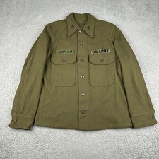 Vtg US Army Wool Field Shirt Small OG 108 Olive Green 1950s Korean War Military