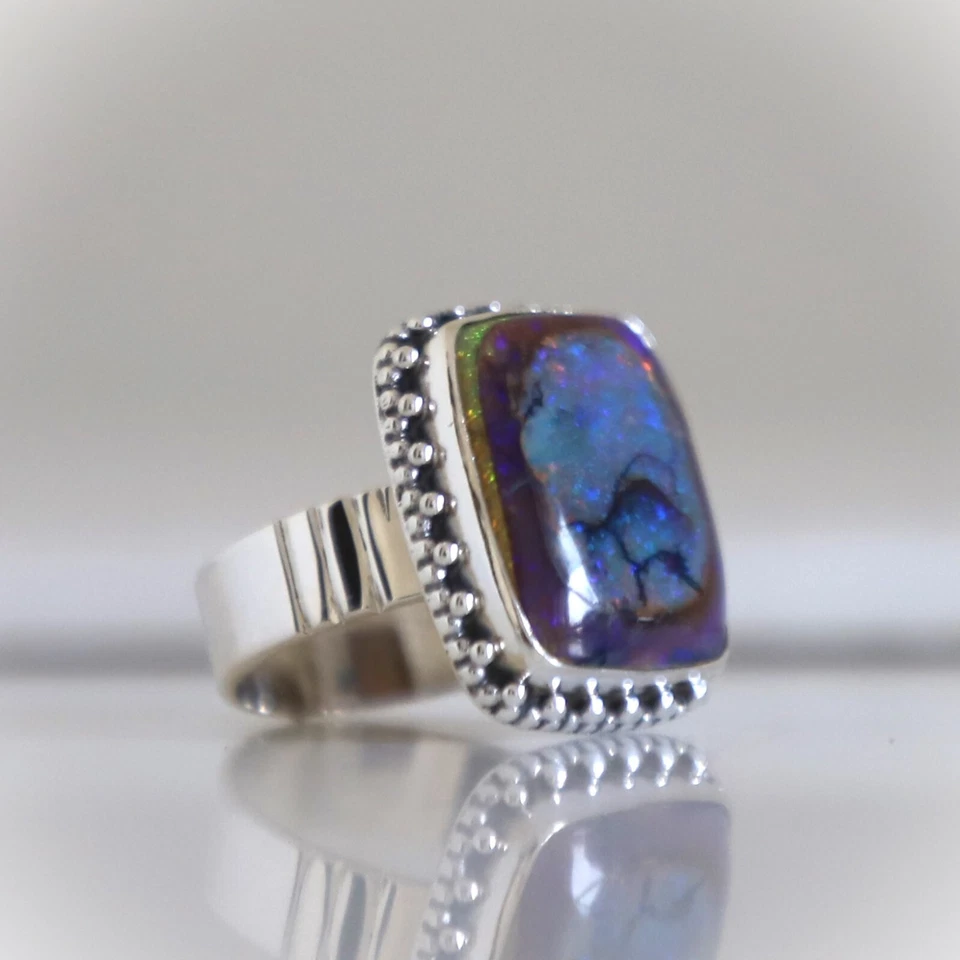 MONARCH OPAL GEMSTONE 925 SOLID STERLING SILVER HANDMADE JEWELRY RING 3 TO 12 - Image 2 of 4
