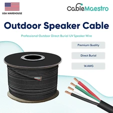 14AWG Speaker Cable Outdoor Direct Burial UV Wire Audio CL2 14/4 Gauge 250-500ft