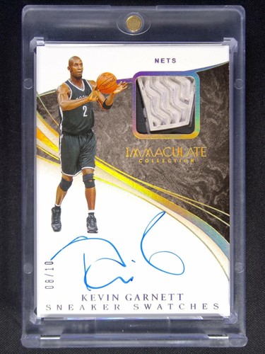 Kevin Garnett 2019-20 Panini Immaculate NY Sneaker Swatch Patch Auto Gold #08/10