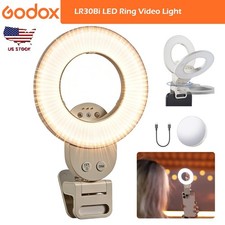 Godox LR30Bi LED Ring Video Light, Side-Emitting Soft Light with Built-in Mirror