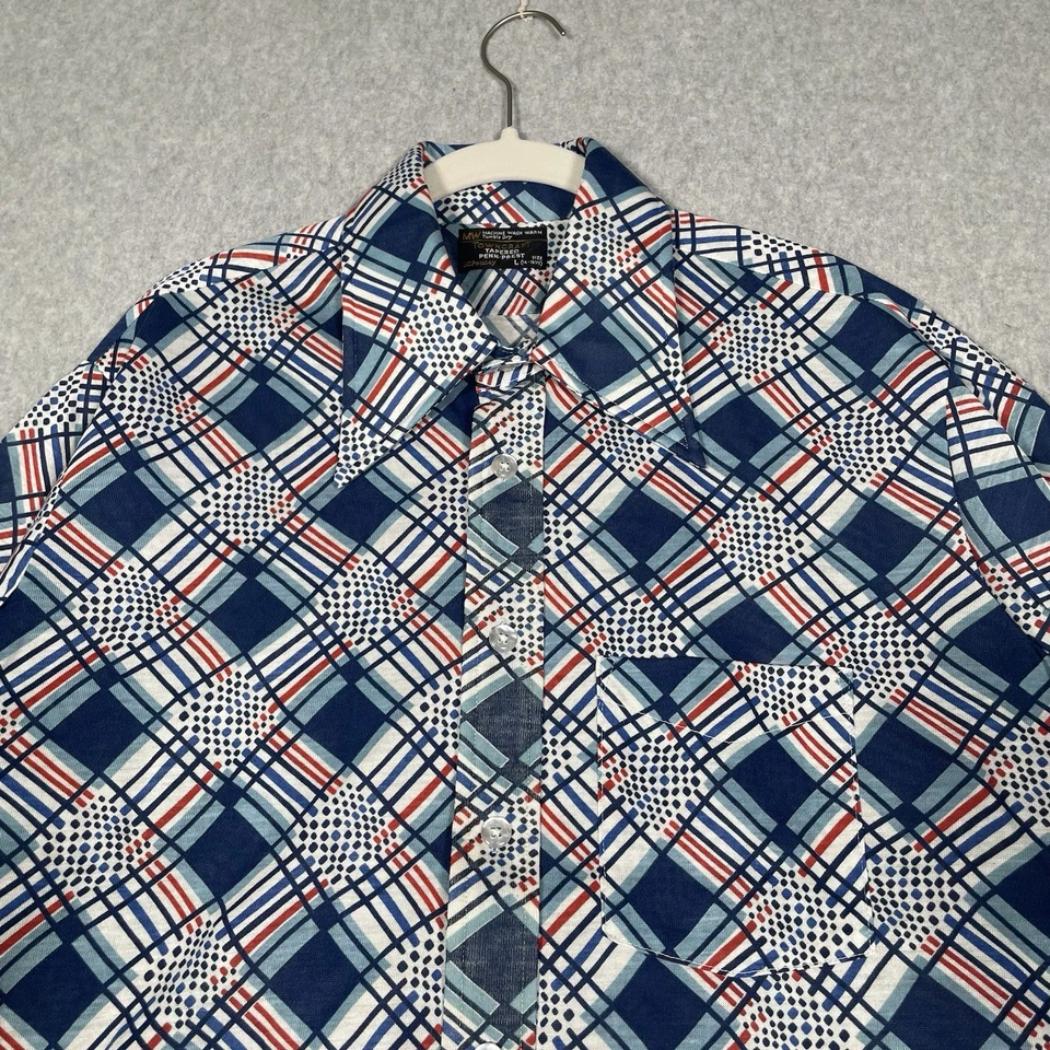 Camisa Towncraft Vintage Años 60 70 Para Hombres Grande Disco Mod Atomic Rockabilly Waves EE. UU. Foto 2 de 4