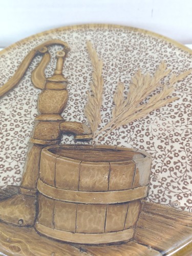 Vtg Lucite Trivet 3D Wood Waterpump Wheat Farmhouse Retro Kitchen Farmhouse  - Picture 6 of 6