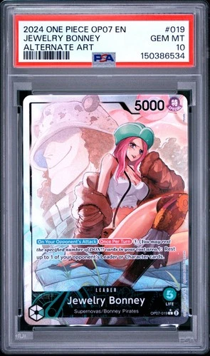 2024 One Piece OP07 #019 Jewelry Bonney Alternate Art Leader PSA 10 GEM MT