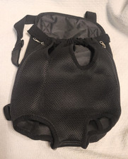 Small Dog Front Pack Carrier Black, Nylon, Mesh Zipper Hook Loop Fasteners