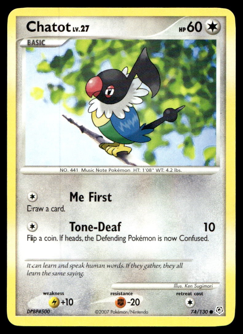 EX-NM Diamond and Pearl Chatot Common 74/130 2007 Pokemon TCG