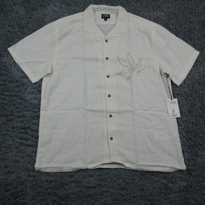 Billabong Shirt Mens XL Bone Sundays Vacay SS Linen Lyocell Camp Embroidered NWT