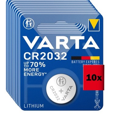 VARTA CR2032 Batterie 10 Stück Lithium Knopfzelle 3V 1er Blister CR 2032 CR-2032