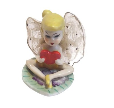 Tinkerbell Heart Figurine Seated Criss Cross Fairy Valentine's Day Wings READ