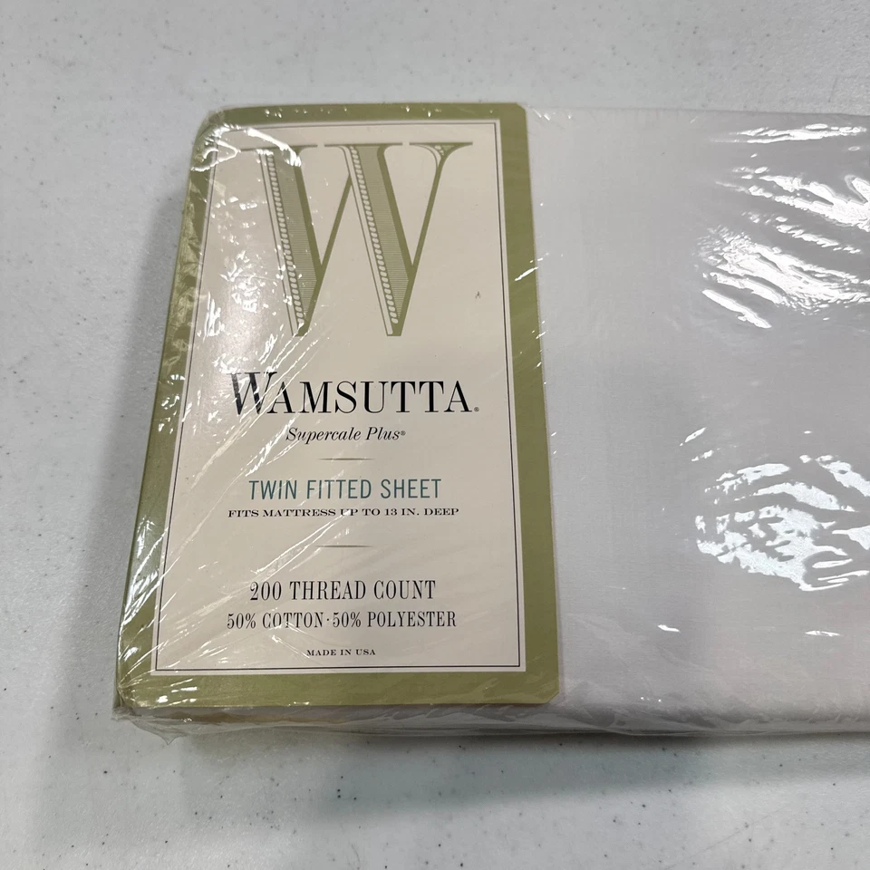 wamsutta twin fitted sheet cotton blend solid white usa supercale - Image 3 of 4