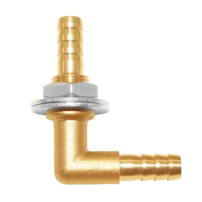 3/8 X 3/8 Hose Barb Thru-bulk Head Hex Union 90 Degree L Right Angle
