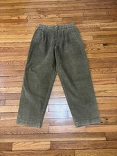 Lizsport Vintage Womens Corduroy Pants 16 Brown High-Waisted Pleated Tapered