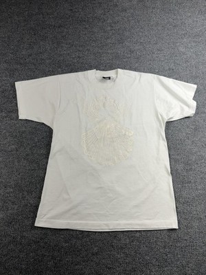 Vintage Angel Shirt Womans Large White Glitter Graphic Screen Stars Best 90s