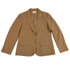 Vintage 70s 80s Pendleton Womens 12 Blazer Jacket Pure Virgin Wool Tan 2 Buttons