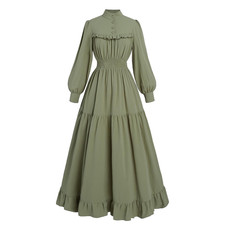 VICTORIAN/EDWARDIAN LONG SLEEVE A LINE DRESS IN GREEN SIZE  X-LARGE FOC POSTAGE