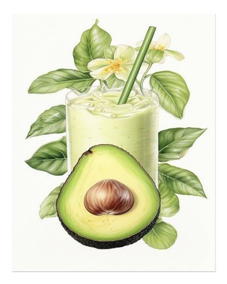 Avocado-Smoothie Botanische Wandkunst f�r K�chendekoration Botanical