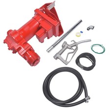 Red 12 Volt 20 GPM Fuel Transfer Pump w/Nozzle Kit for Car Truck Tractor Diesel