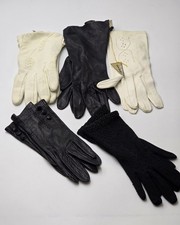 VTG Lot 5 Pairs of Ladies Gloves Leather  Beaded Nylon,El Corte Ingles,Altman