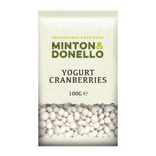 Minton & Donello Yoghurt Coated Cranberries 6 x 100g Sweet Snack 20.27 per kilo