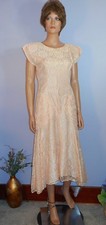Late  80s Zum Zum Elegant Lacy Peach Summer Garden Party/Tea Dress, Mod 7/8