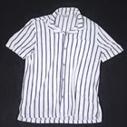 Faherty Cabana Towel Terry Shirt Mens Medium White Striped Short Sleeve Beach